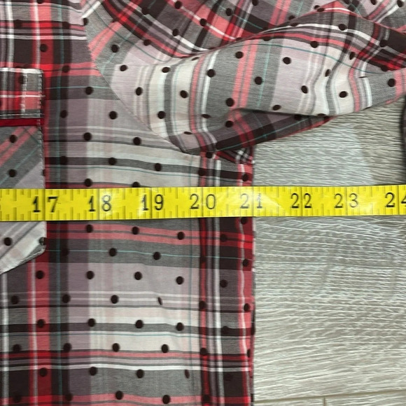 Victoria’s Secret Button Front Sleep Shirt Nightgown Plaid Polka Dot M - Picture 7 of 16